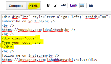 How to add HTML box code in blogger?