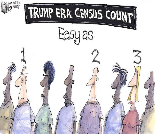 Title:  Trump Era Census Count.  Image:  Group of persons of different races and ethnicities, including three white persons.  The caption reads, 
