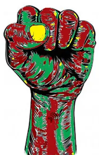 Solidarity red black green fist. Best life is precious African proverbs.