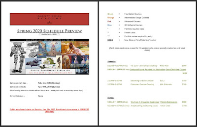 Concept Design Academy: CDA Spring 2020 Schedule Preview~!!! Concept Design Academy: CDA Spring 2020 Schedule Preview~!!!
