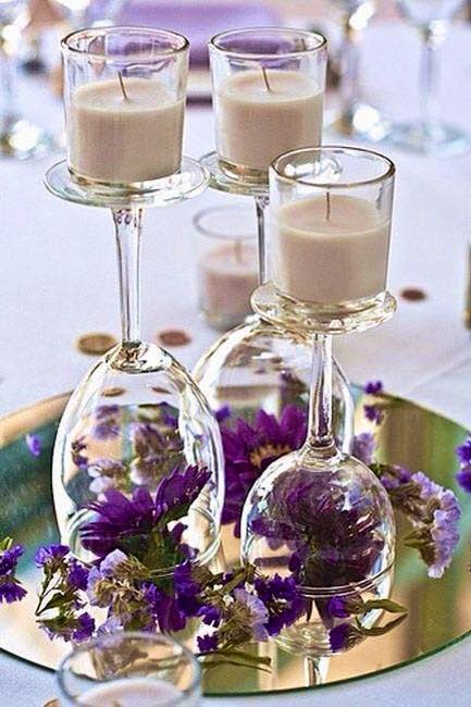 ♥Só idéias♥: Decore com taças velas e flores