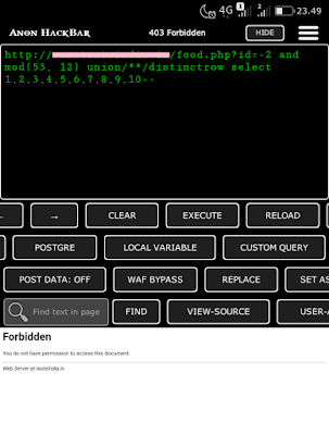 Bypass WAF FORBIDDEN SQL Injection