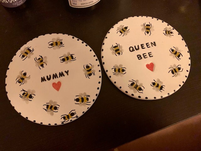 Clay bumblebee personalised coasters
