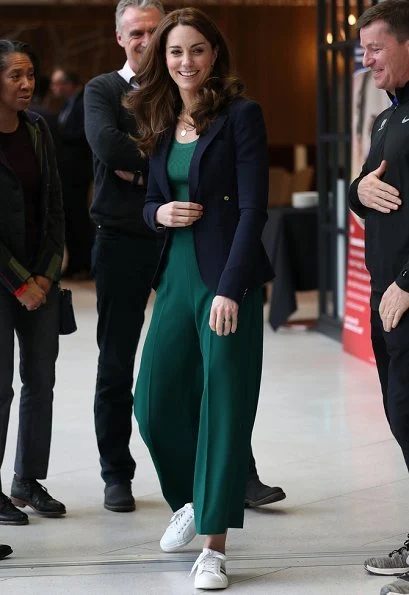 Kate Middleton wore a new high waist wide-leg trousers by Zara. Kate Middleton wore adidas Originals Stan Smith sneaker