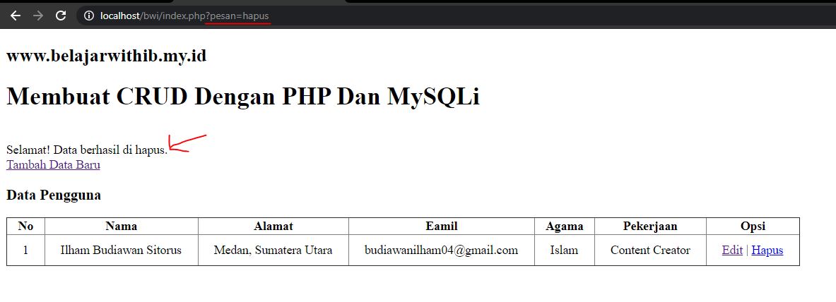 Tutorial PHP Pemula Part 14 : Cara Membuat CRUD Dengan PHP Dan MYSQLi ...