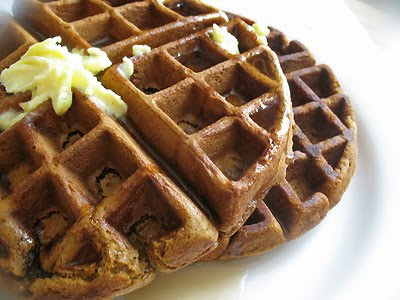 pumpkin gingerbread waffles