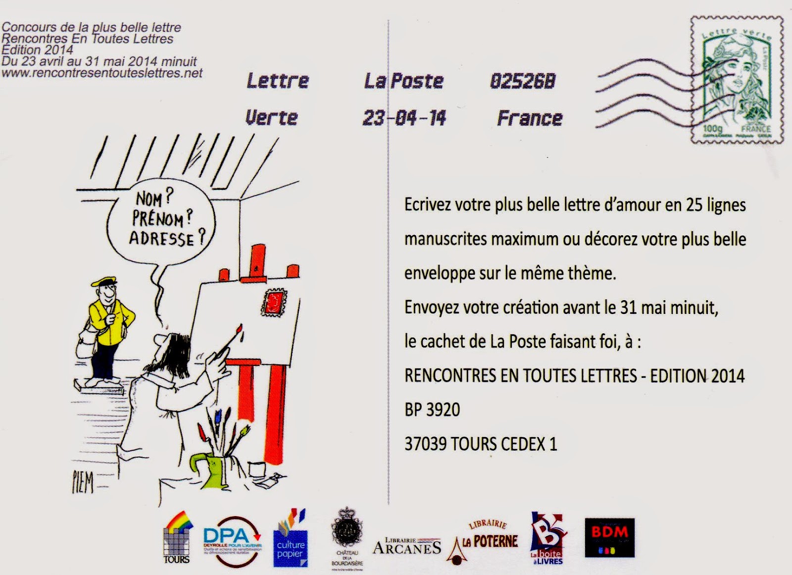 Notre Dame d'Oé Lettres d'amour avec PIEM et La Poste