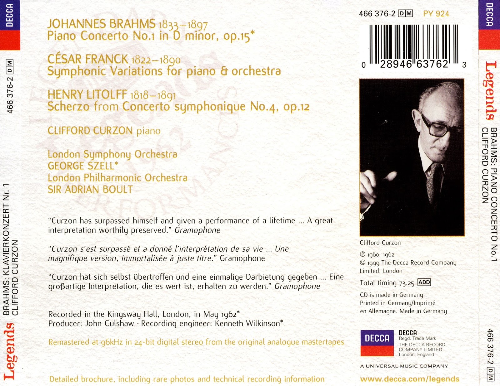 Johannes Brahms Concerto Pour Piano No 1 De Brahms Magical Journey: Johannes Brahms - Piano Concerto No. 1 (Clifford Curzon)