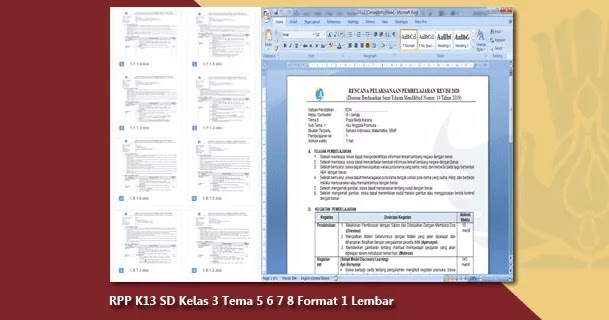 Rpp K13 Sd Kelas 3 Semester 2 Tema 5 6 7 8 Format 1 Lembar Berkas Edukasi
