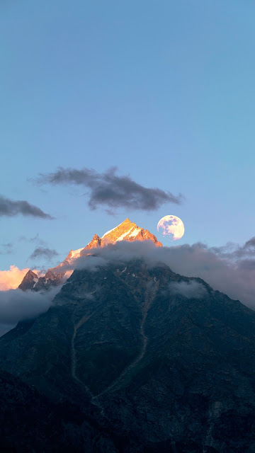 Moon Over Mountain Beautiful Nature Wallpaper