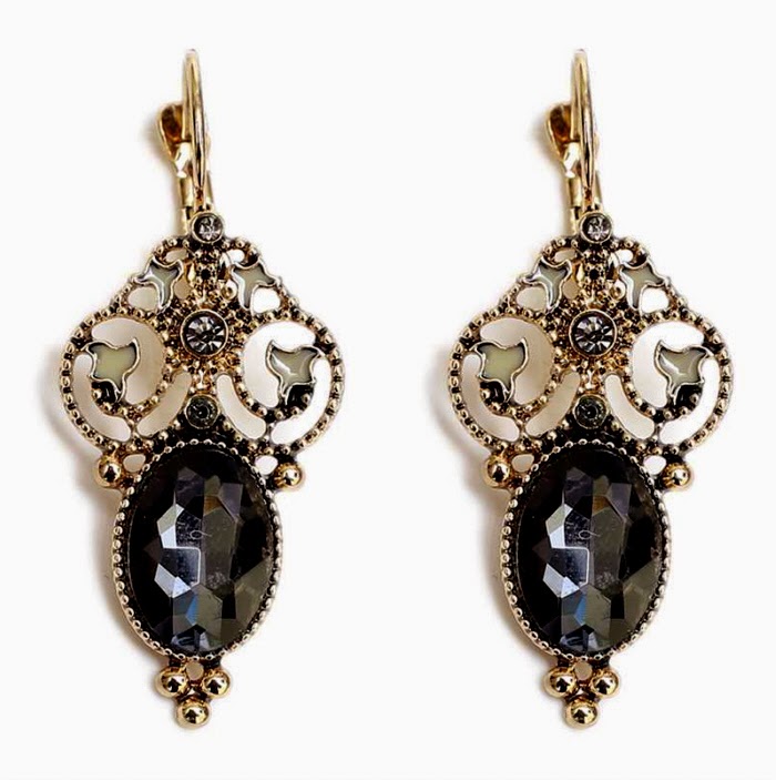 antique diamond earrings with black gemstones