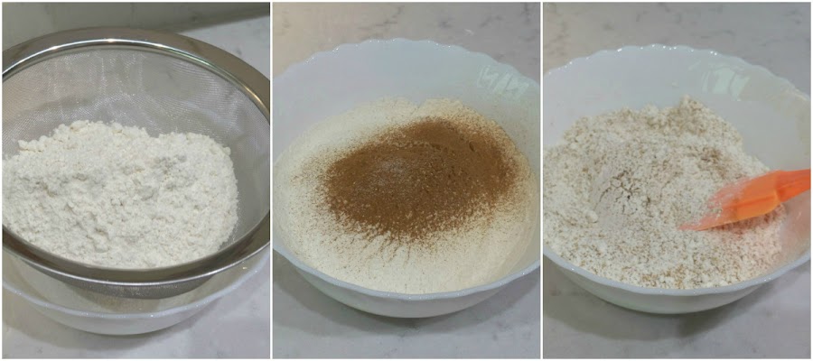 Tamizar harina y añadir ingredientes secos