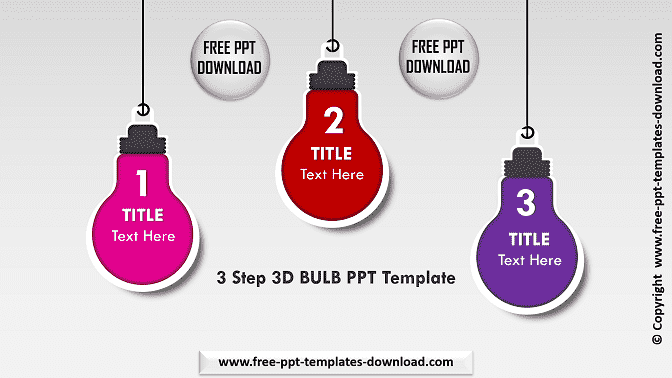 3 Step 3D BULB PPT Template Download