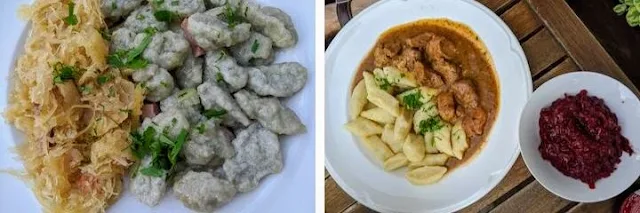 What to eat in Poznan: grey potato dumplings and pork goulash