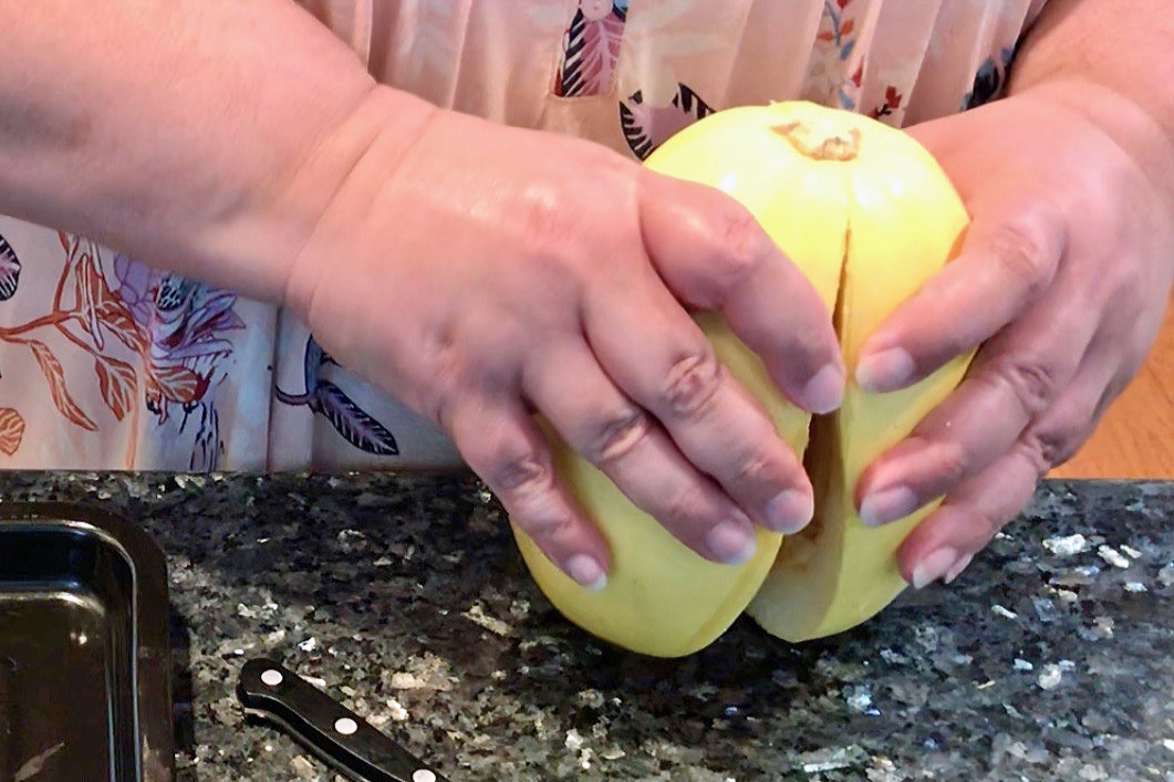 The Righteous Kitchen How to Cut Spaghetti Squash