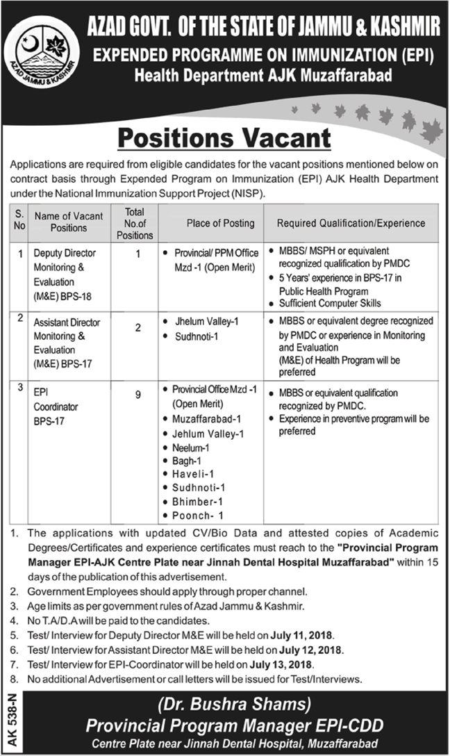AJK Health Department Jobs Health Department Jobs