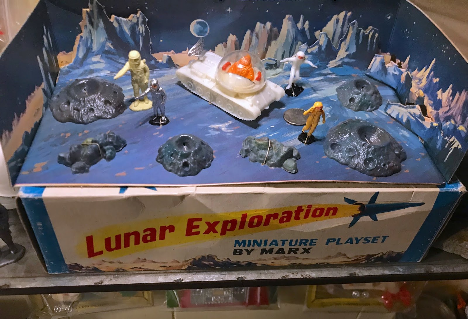 Space Garage Marx Toys "Lunar Exploration" Miniature Playset, 1969
