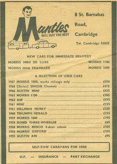 Mantles Cambridge 2 June 1967 Cambridge News Advert