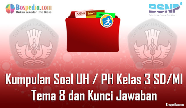 Kumpulan Soal UH / PH Kelas 3 SD/MI Tema 8 Subtema 1, 2, 3, 4 dan Kunci Jawaban