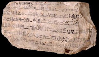Dopis mrtvému psaný na ostrakonu/publikováno z http://www.egyking.info/2012/08/ancient-egypt-stories.html