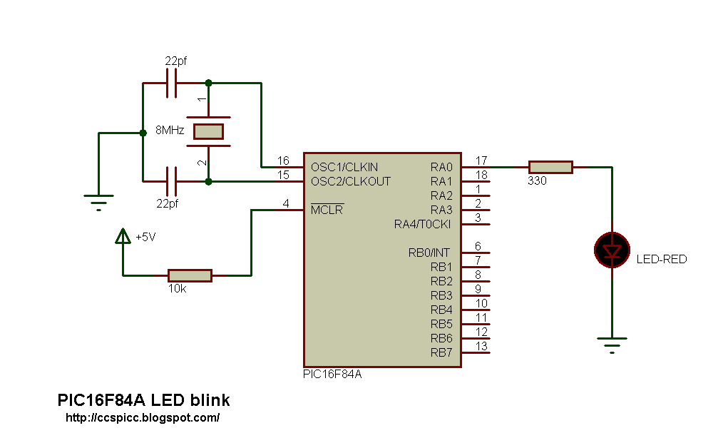 PIC16F84A LED blink