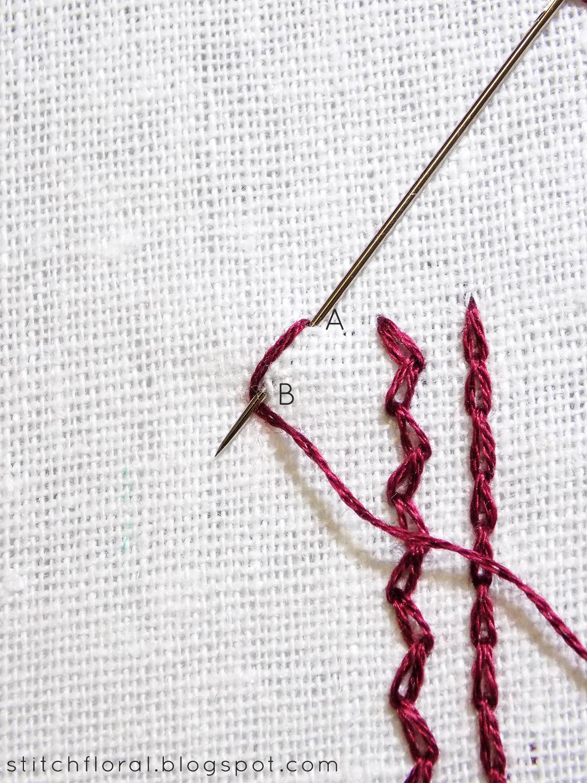 Zig zag chain stitch & Feathered chain stitch Stitch Floral