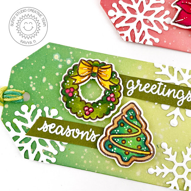 Sunny Studio Stamps: Lacy Snowflake Tags by Kavya (featuring Christmas Icons, Build-A-Tag 2 Dies)
