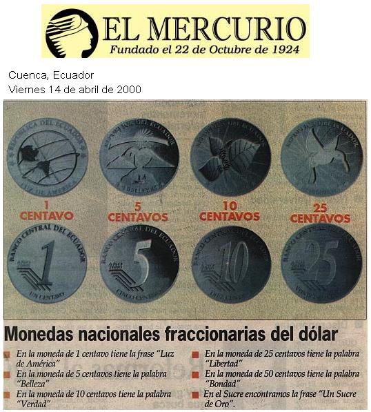 Numismática del Ecuador: El actual cono monetario