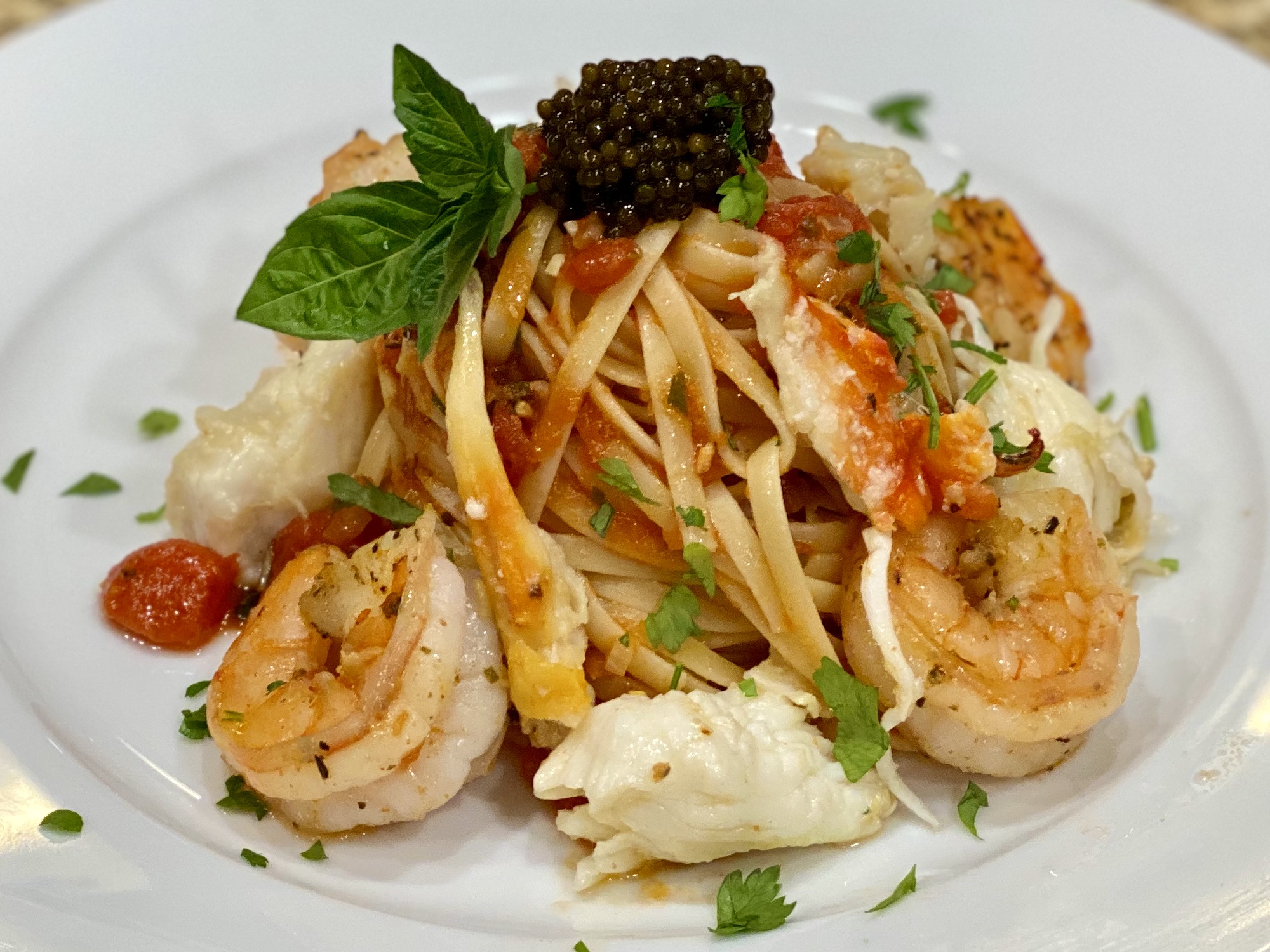 GREAT EATS HAWAII PASTA WITH CRAB, SHRIMP AND CAVIAR