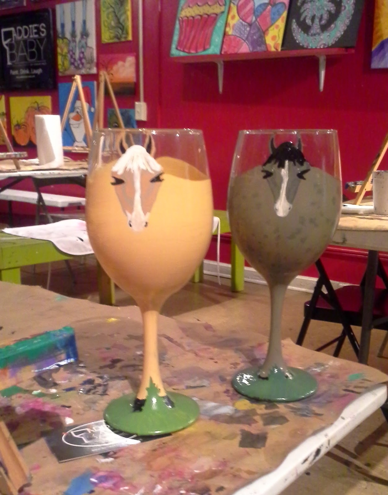 Diy Decor Horse Wine Glasses Paint Drink Laugh