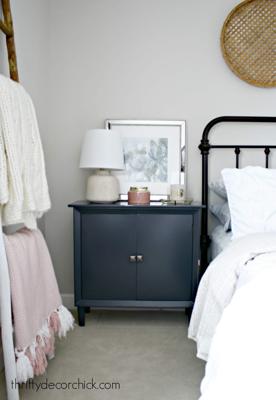 Dark blue cabinet as night stands