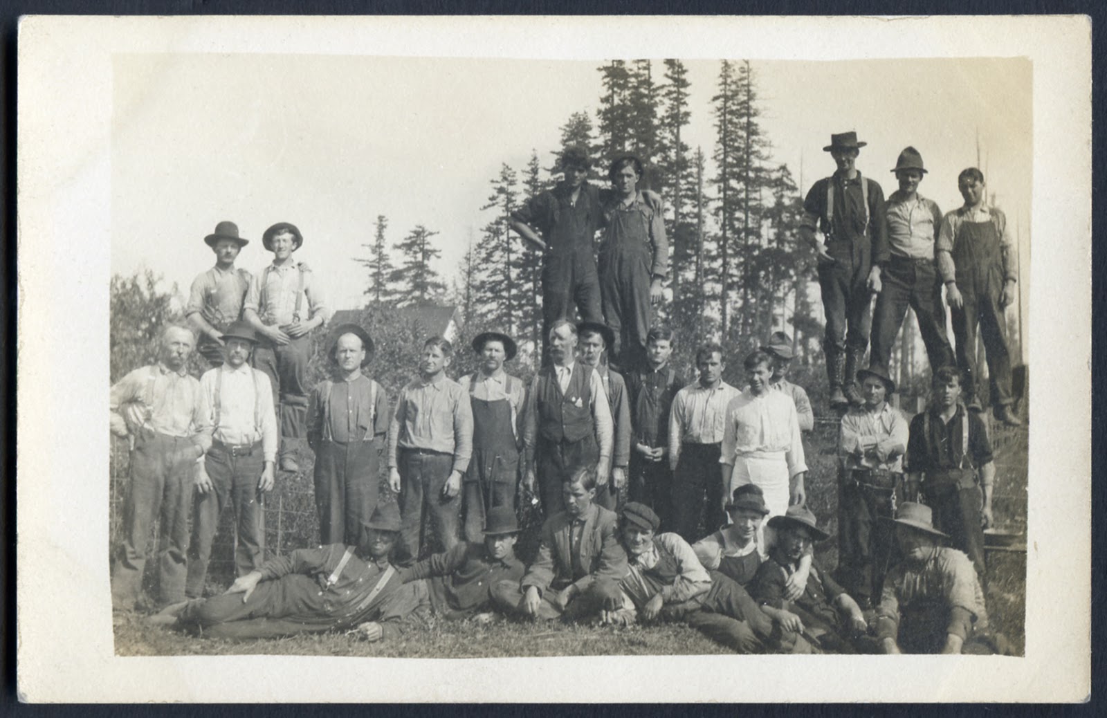 UnionMade Circa 19071917 Velox Lumber Work Crew Real Photo Postcard