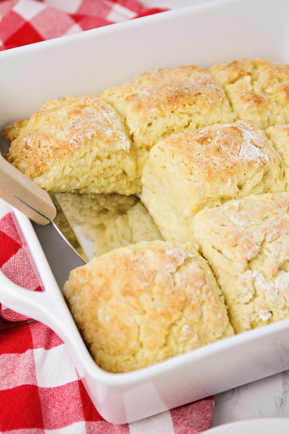 These mile high biscuits are so soft and fluffy, and ready in about 30 minutes. They're the perfect complement to soups or stews, and so delicious!