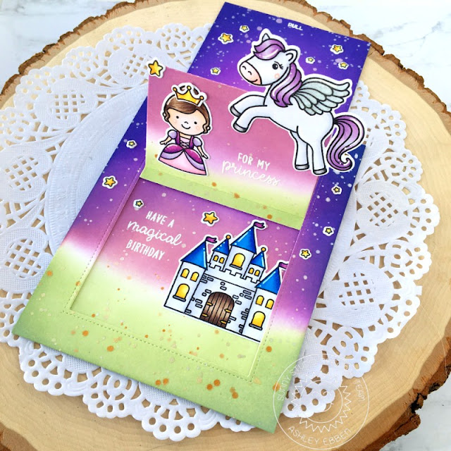 Sunny Studio Stamps: Prancing Pegasus Enchanted Sliding Window Dies Birthday Card by Ashley Ebben Sunny Studio Stamps: Prancing Pegasus Enchanted Sliding Window Dies Birthday Card by Ashley Ebben