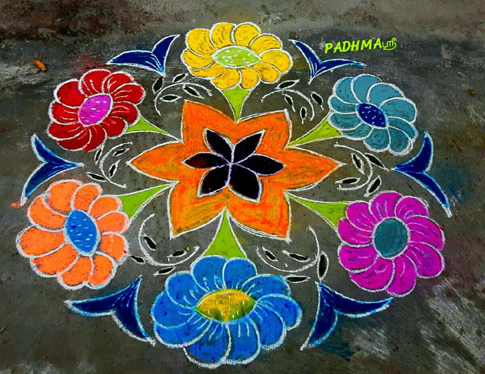 TELUGU WEB WORLD BIG STAR JASMINE FLOWERS RANGOLI ART CREATIONS