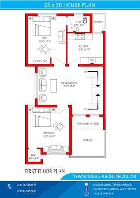 25x50 5 Marla House First Floor Plan