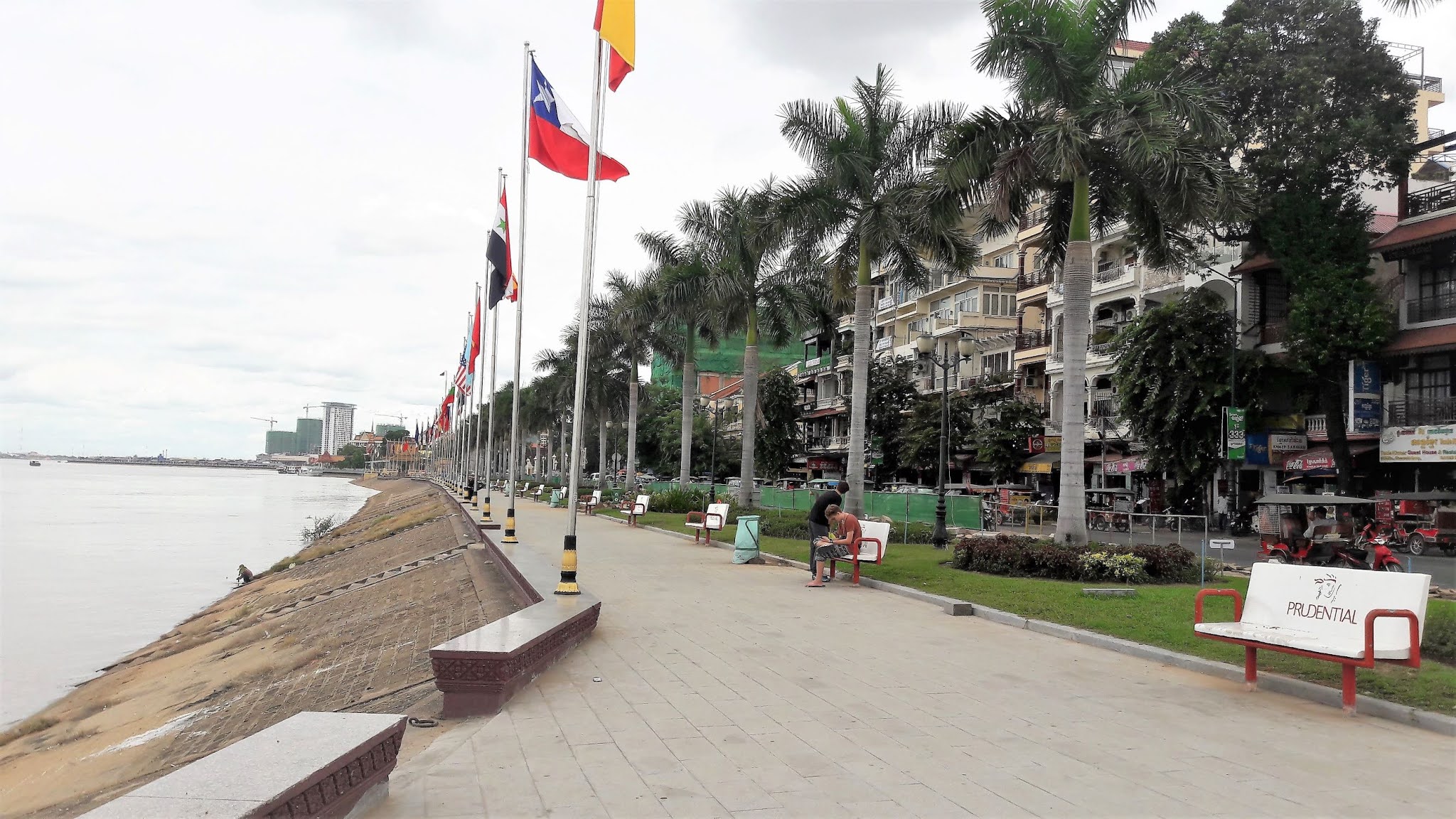 The path next to Tonle Sap River in Phnom Penh.