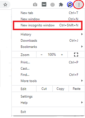 Chrome New Incognito Window