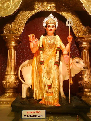 Maha Gowri among Navadurga Statues at Kudroli temple