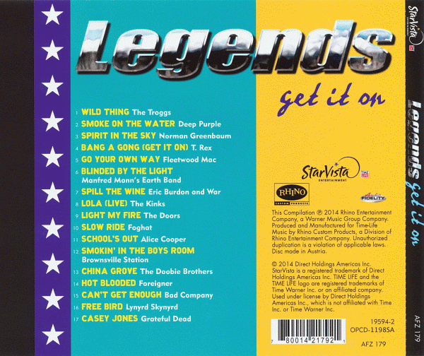 V.A. - Legends: Get It On [Audio Fidelity SACD AFZ 179] (2014) back cover