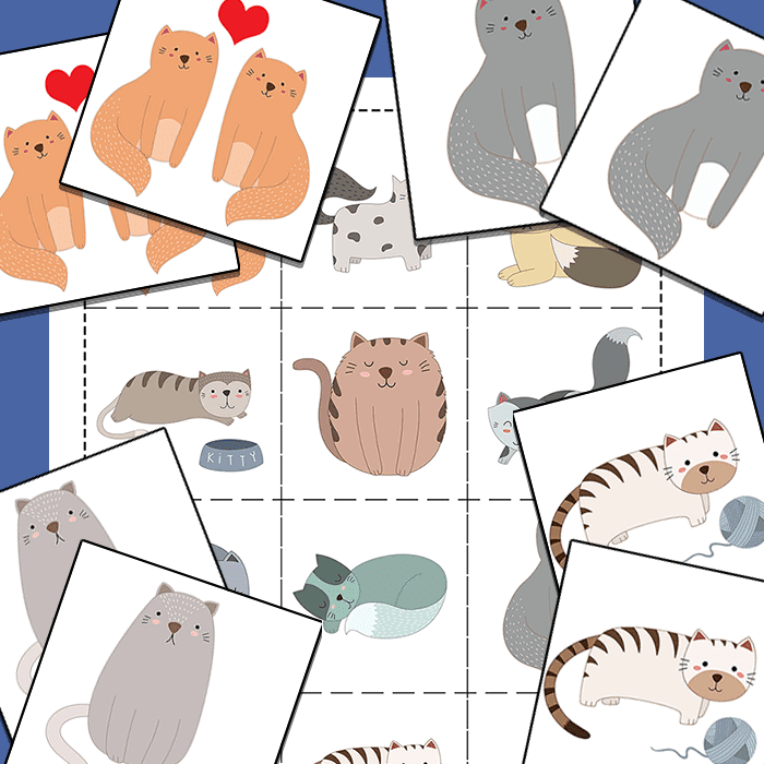 Cat Matching Memory Game for Kids Free Printable Sunny Day Family