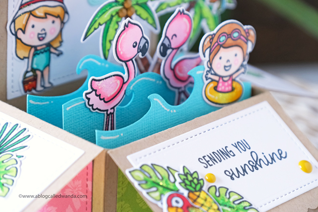 Sunny Studio Stamps: Fabulous Flamingos Coastal Cuties Sending Sunshine Fluffy Clouds Summer Themed Pop Up Card by Wanda Guess