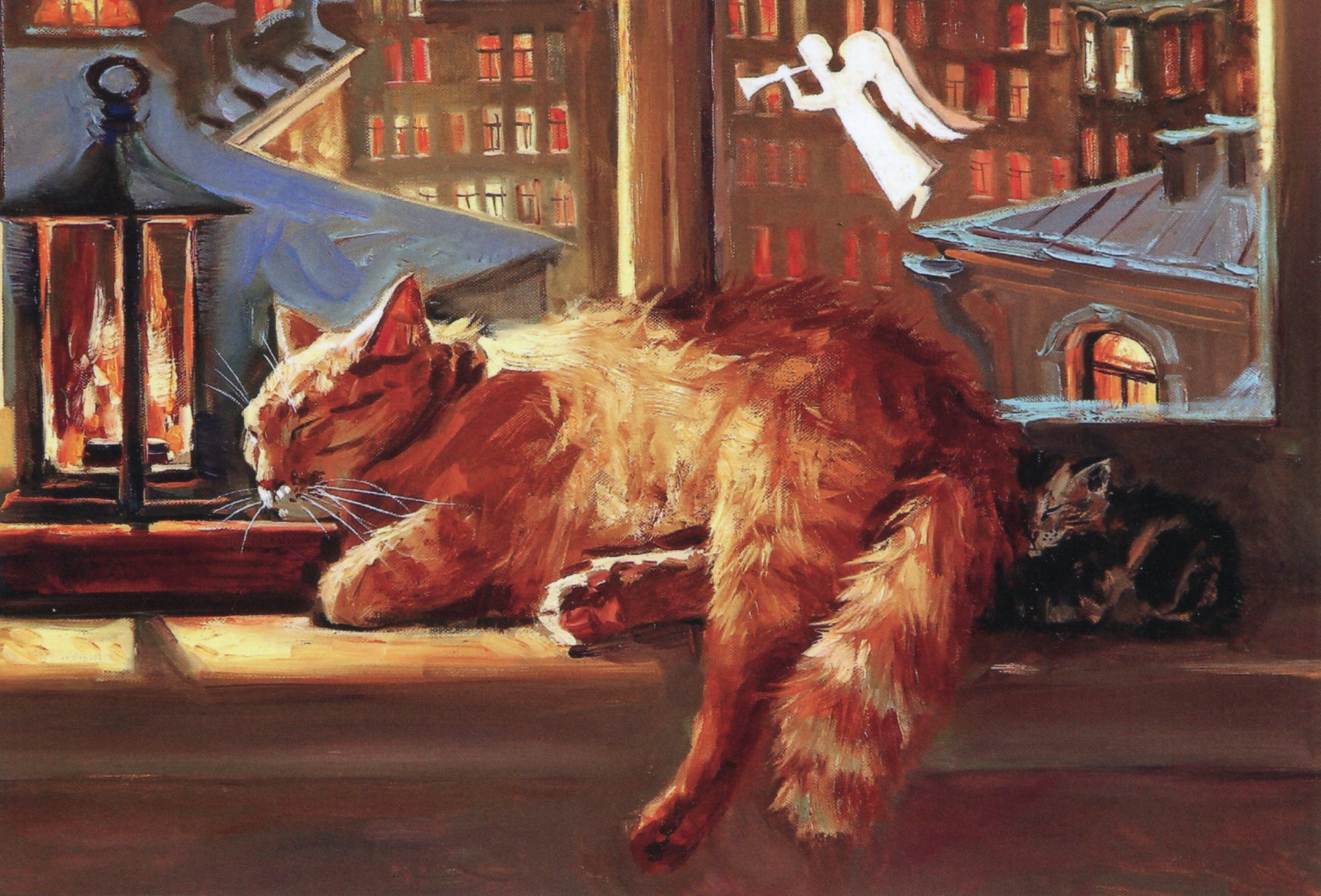 Открытки с рыжими котами. Коты художницы Марии Павловой.