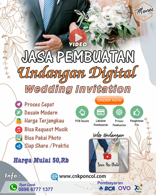 Jasa Pembuatan Undangan Digital Video Pernikahan Online Wedding Invitation Cnk Poncol