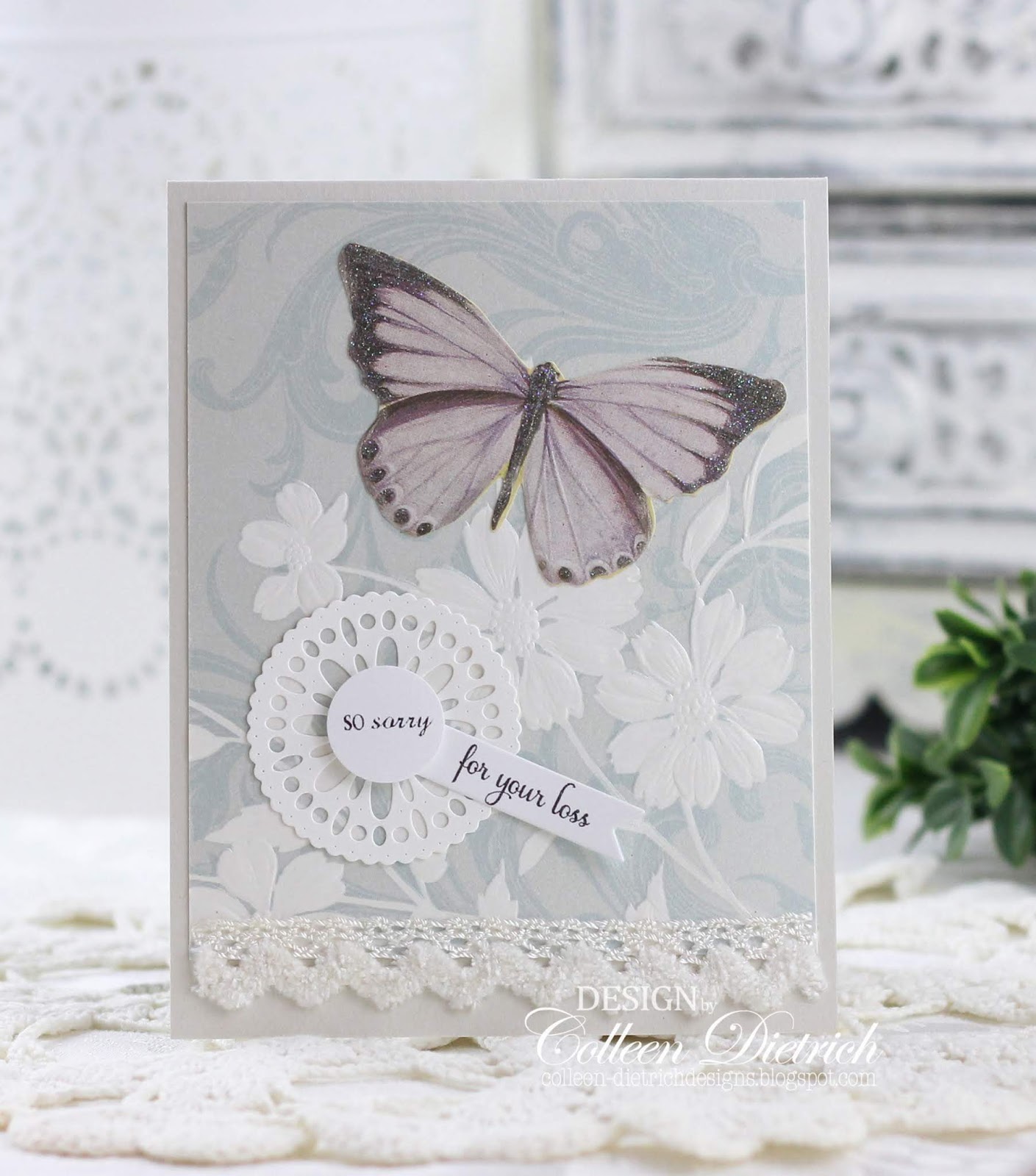 4 Large Scallop Ready to Ship Stamped Butterfly Sentiment Butterfly Gift Tags Hand Stamped and Embossed