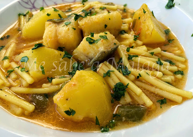 receta malagueña cazuela fideos bacalao