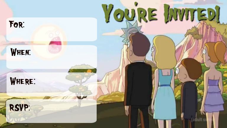 Musings Of An Average Mom Rick And Morty Invitations Part Two