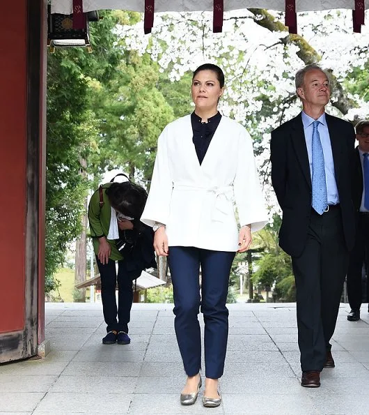 Crown Princess Victoria visited Shiogama Shinto Shrine and visited Shiogama port and the Japan's Meiho Tuna Fishery packing plant