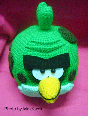 Crochet big green angry bird