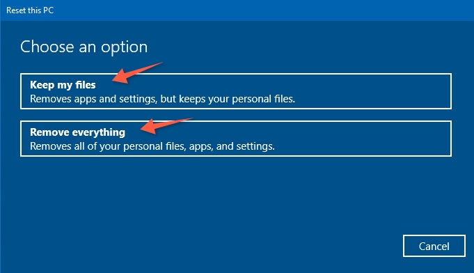 Choose to keep or remove all files